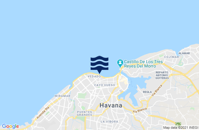 Havana, Cuba tide times map