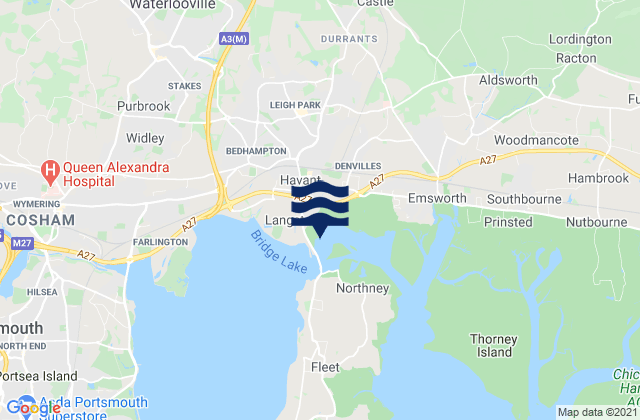 Havant, United Kingdom tide times map