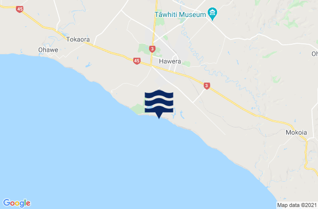 Hawera, New Zealand tide times map