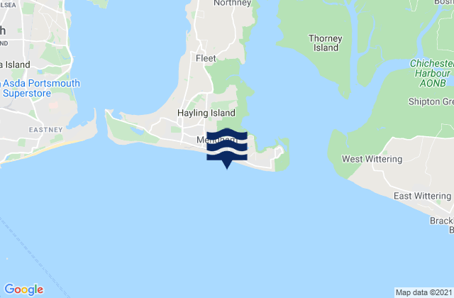 Hayling Island - West of Eastoke Beach, United Kingdom tide times map