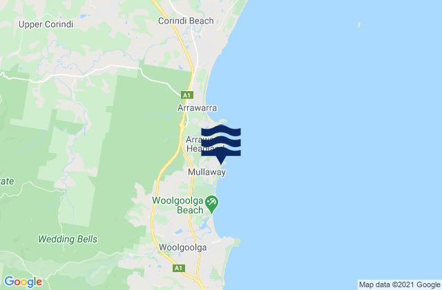 Headlands, Australia tide times map