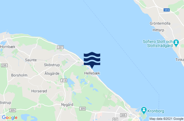 Hellebaek, Denmark tide times map