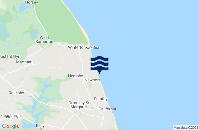 Hemsby Beach, United Kingdom tide times map
