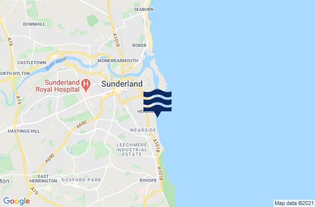 Hendon South Beach, United Kingdom tide times map