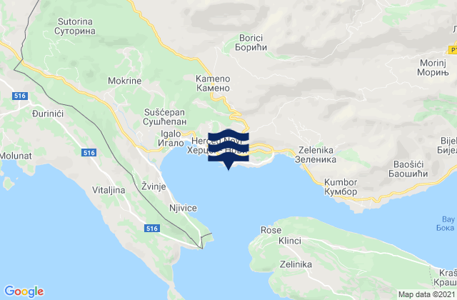 Herceg Novi, Montenegro tide times map