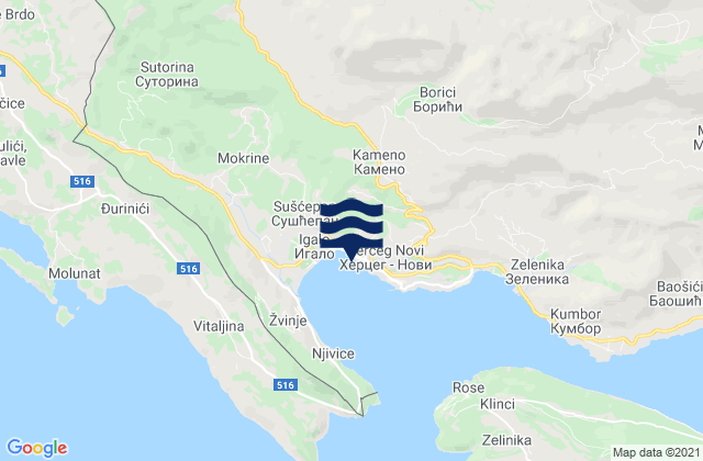 Herceg Novi, Montenegro tide times map