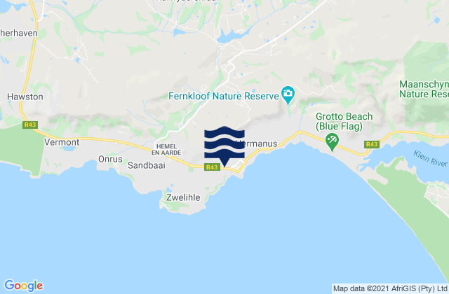 Hermanus, South Africa tide times map