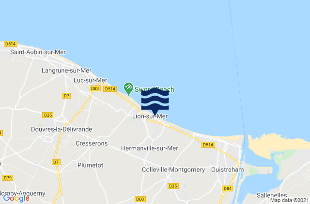 Hermanville-sur-Mer, France tide times map