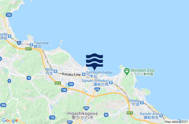 Higashikagawa Shi, Japan tide times map