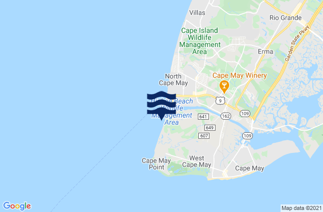 Higbee Beach, United States tide chart map