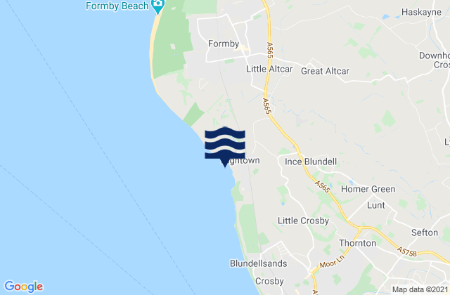 Hightown Beach, United Kingdom tide times map