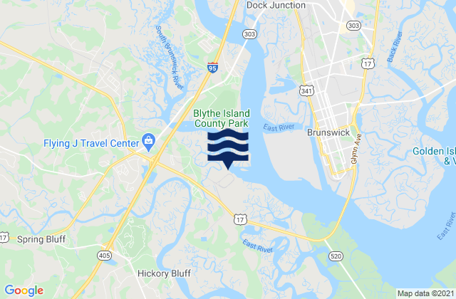 Highway Bridge South Brunswick River, United States tide chart map