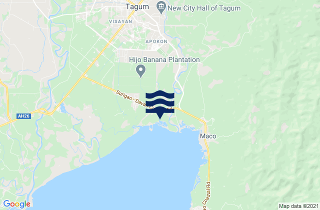 Hiju, Maco, Philippines tide times map