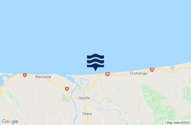 Hikuwai Beach, New Zealand tide times map
