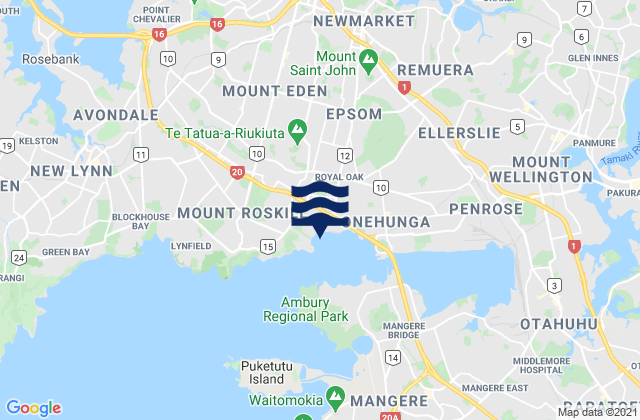 Hillsborough Bay, New Zealand tide times map