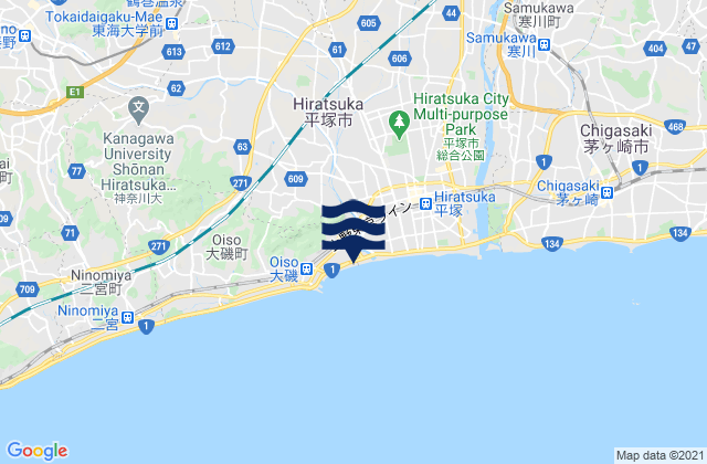 Hiratsuka Shi, Japan tide times map