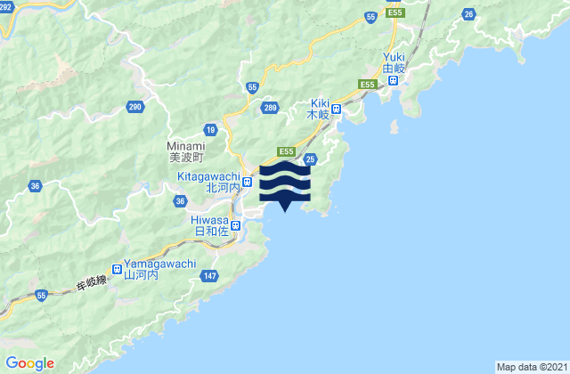 Hiwasa, Japan tide times map