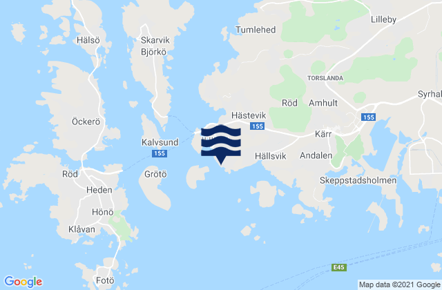Hjuvik, Sweden tide times map