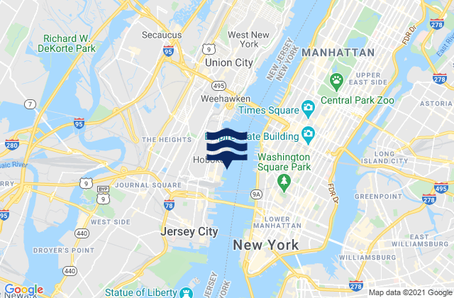 Hoboken, United States tide chart map