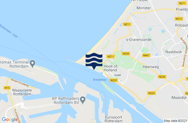 Hoek van Holland, Netherlands tide times map