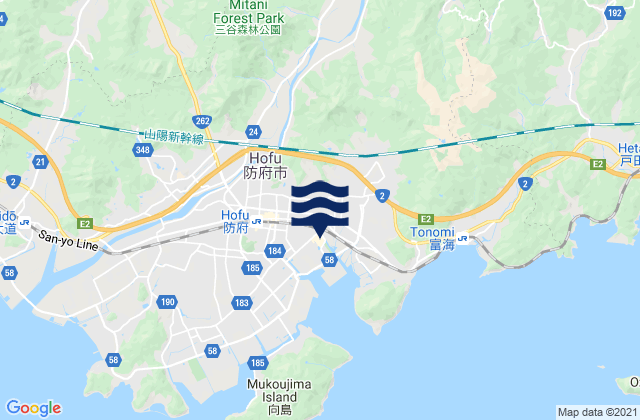 Hofu Shi, Japan tide times map