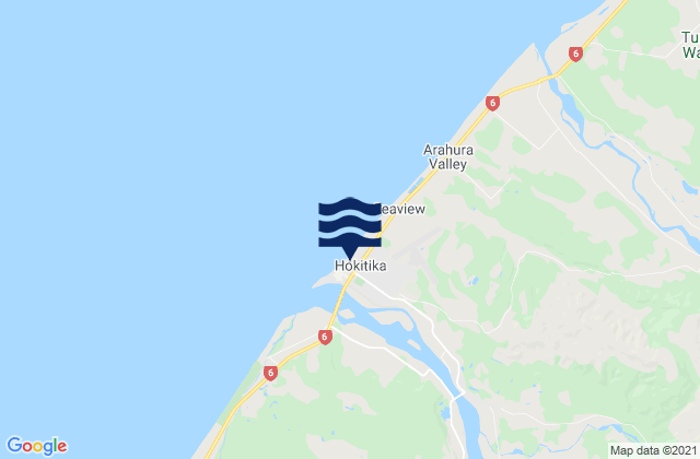 Hokitika, New Zealand tide times map