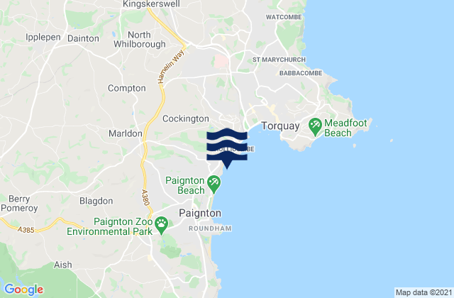 Hollicombe Beach, United Kingdom tide times map