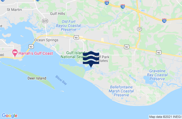 Hollingsworth Point (Davis Bayou), United States tide chart map