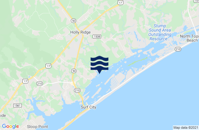 Holly Ridge, United States tide chart map