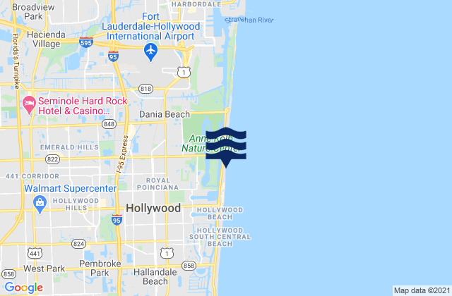 Hollywood Beach, United States tide chart map