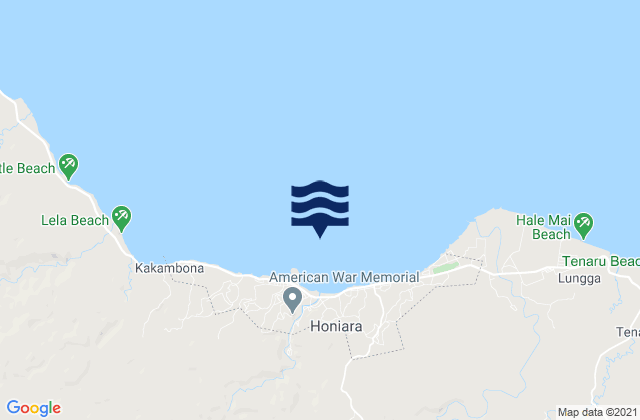 Honiara, Solomon Islands tide times map