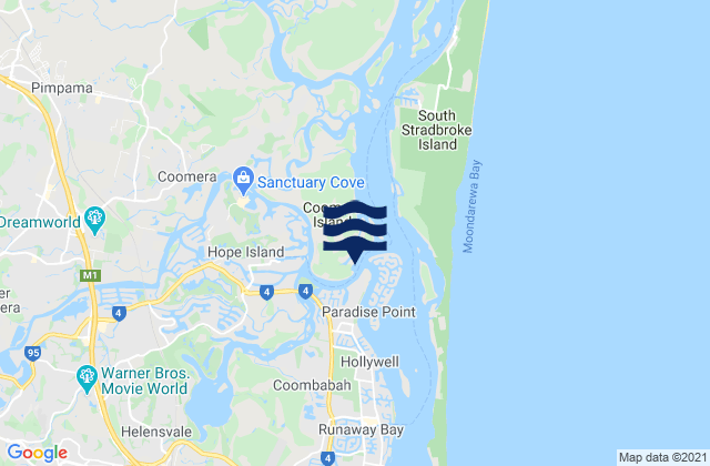 Hope Island, Australia tide times map