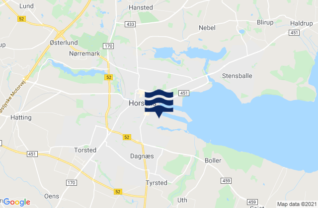 Horsens, Denmark tide times map