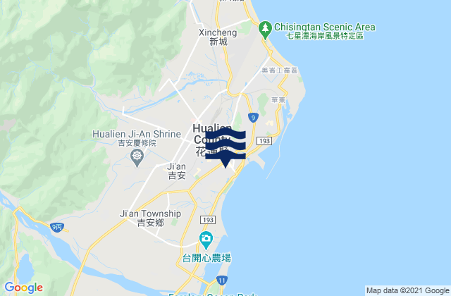 Hualien City, Taiwan tide times map