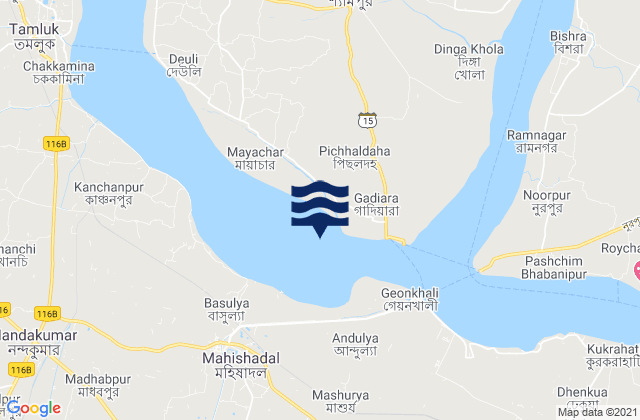 Hugli Point Semaphore, India tide times map