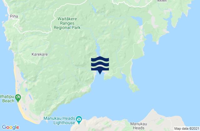 Huia Bay, New Zealand tide times map