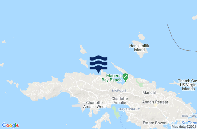 Hull Bay, U.S. Virgin Islands tide times map