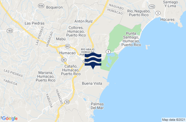 Humacao Barrio-Pueblo, Puerto Rico tide times map