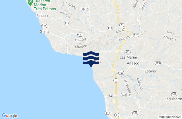 Humatas Barrio, Puerto Rico tide times map