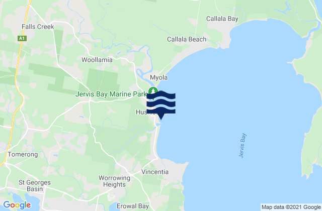 Huskisson Beach, Australia tide times map
