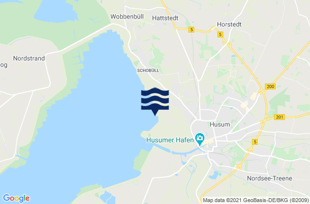 Husum, Germany tide times map