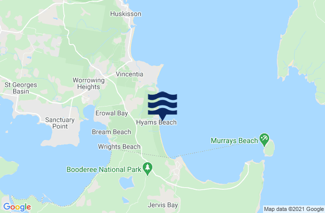 Hyams Beach, Australia tide times map