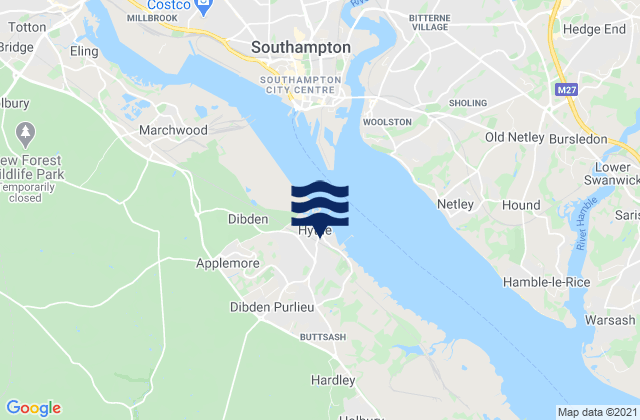 Hythe, United Kingdom tide times map