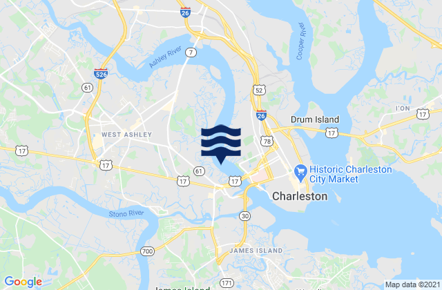 I 526 Bridge, United States tide chart map