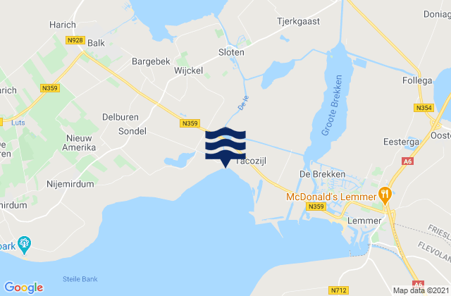 IJlst, Netherlands tide times map