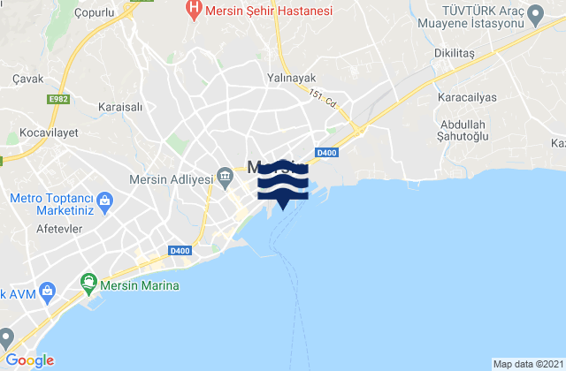 Icel, Turkey tide times map