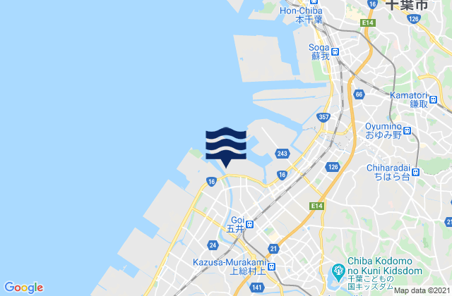 Ichihara, Japan tide times map