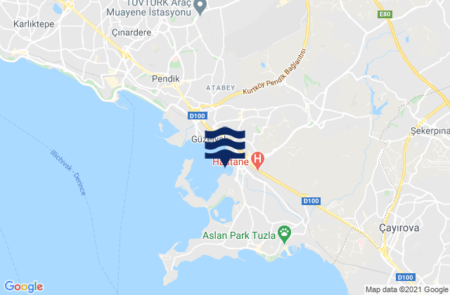 Icmeler, Turkey tide times map