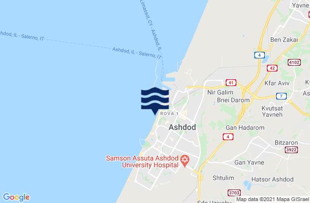 Igolim Ashdod, Israel tide times map