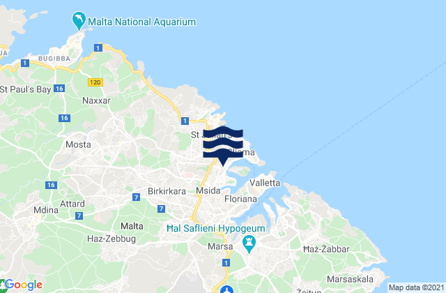 Il-Gzira, Malta tide times map